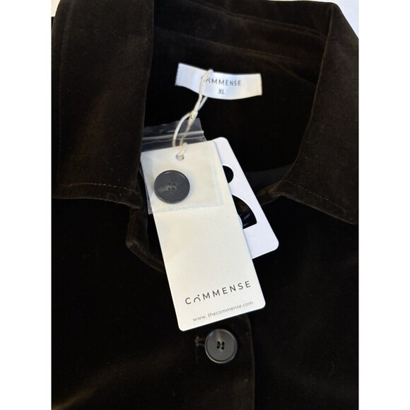 COMMENSE Velvet Lapel Short Blazer Women XL Chocolate Brown Crop Button Jacket - Picture 2 of 16